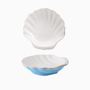 Lilly Pulitzer Seashell Appetizer Plates – Set of 2 – Gold Trim – 6” Ceramic